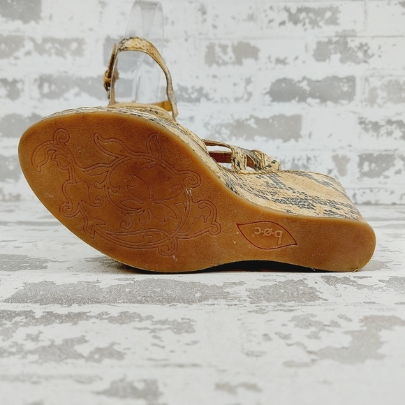 B.O.C.  Snakeskin Print Wedge Heel Buckle Ankle Strap Summer Sandals V446 - Picture 8 of 13